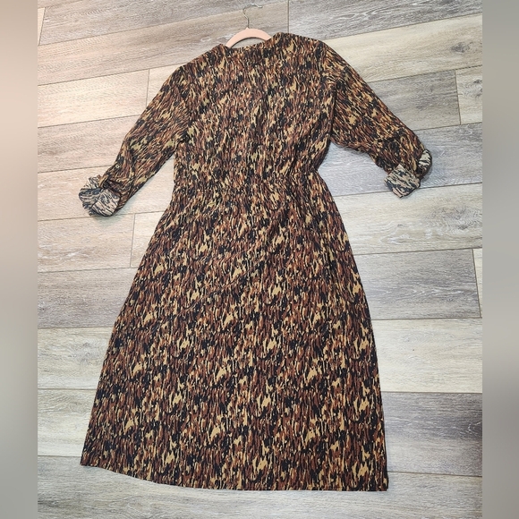 Apricot Texture Print Zip Midi Dress Size 10 - Picture 7 of 9